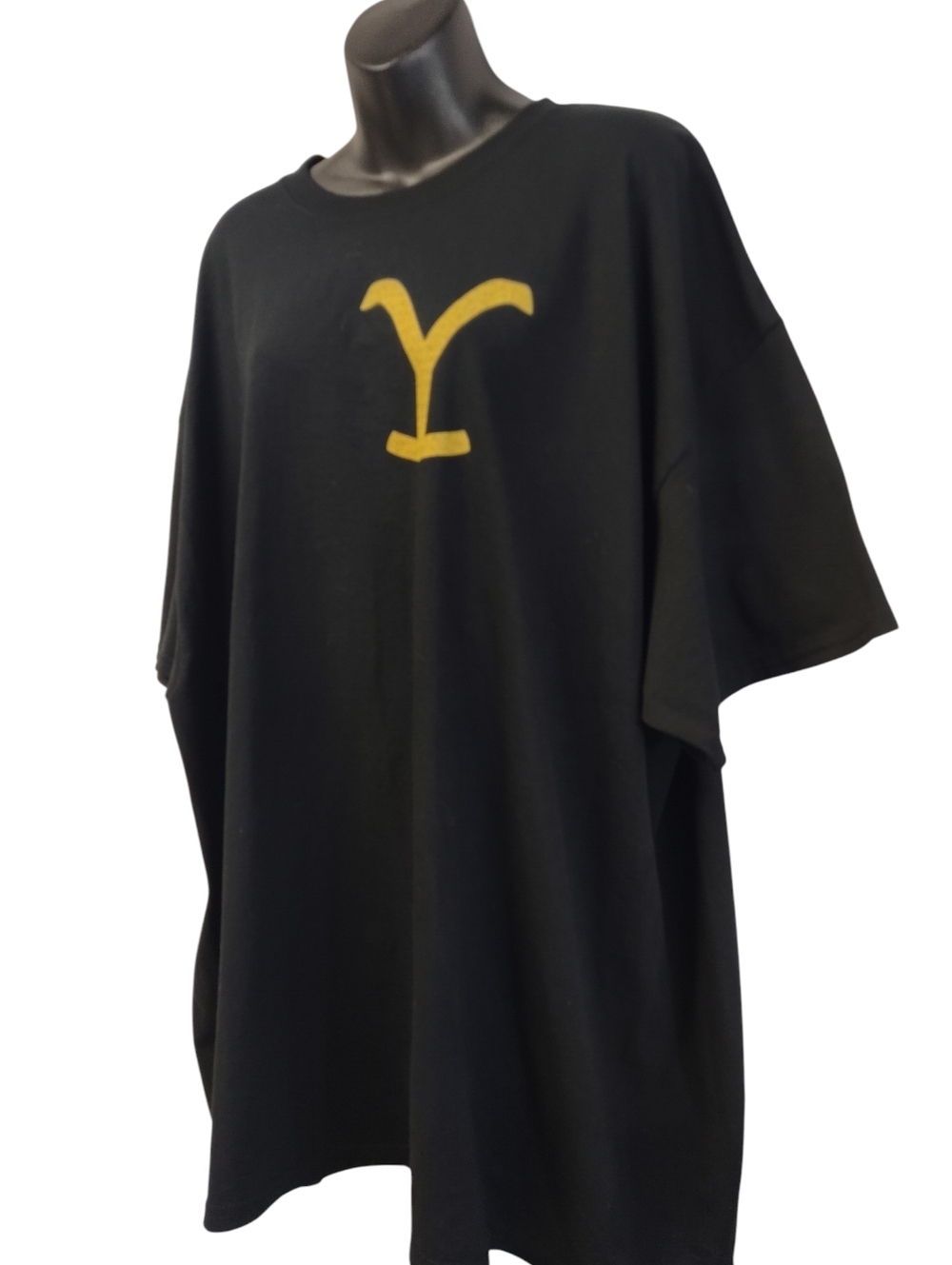 Gildan Mens Black Plus 3XL T-Shirt Yellow Y Logo Yellowstone Short Sleeve - Picture 3 of 6